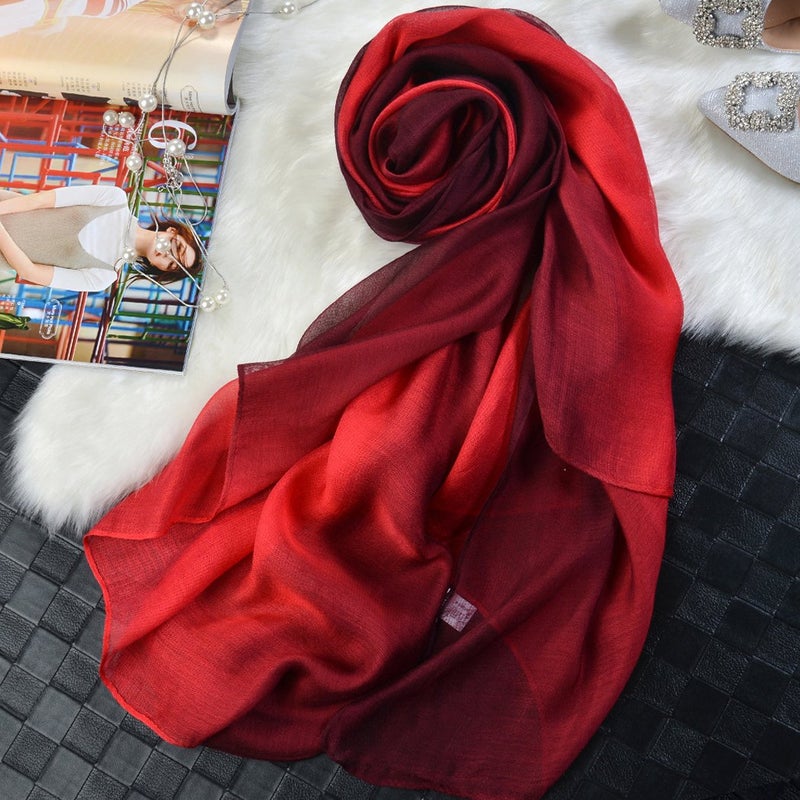 SNUG STAR Cotton Silk Scarf Elegant Soft Wraps Color Shade Scarves for Women (Red) - Image 2